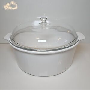 Princess House Nouveau 6 Quart Dutch Oven Glass Lid White Casserole
